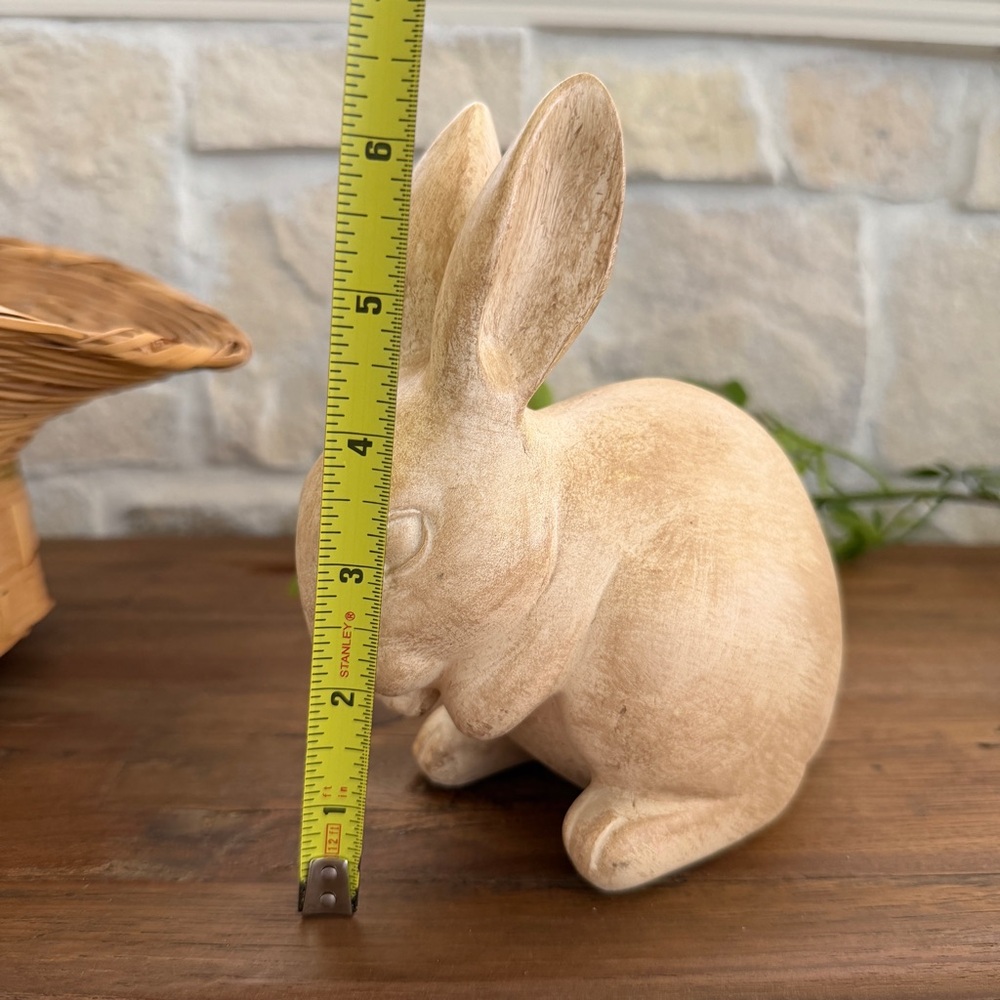 Rustic wooden Bunny Figurine - Neutral Beige - Home Accents - Picture 4 of 5